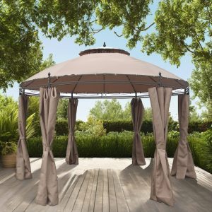 11.5ft Outdoor Steel Double Roof Patio Round Gazebo