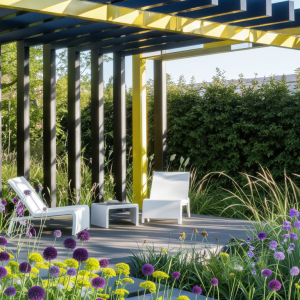 Professional Home & Garden – Contemporary Steel Pergola with Integrated Canopy